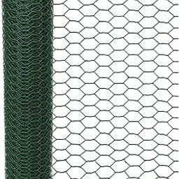 Garden Poultry Green Chicken Wire - 13.7 '' × 236 '' Chicken Wire for Crafts, Garden Fence Animal Barrier, 1 inch Mesh Poultry Netting Fence, Pet/Rabbit/Chicken Wire Fencing-picture-45