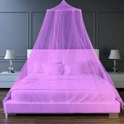 Meera Enterprise Mosquito Net for Hanging Double Bed | King Size Embroidery Machardani | Nylon 30GSM Strong Net | Canopy Tent for Bedrooom (Purple)-image-83