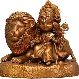 KRAAFTIQUE Maa Durga Idol with Lion – Baal Durga Statue for Car Dashboard, Navratri Puja, Home Temple & Office Decor Gift Item-picture-26