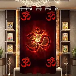 KAPRIDO Beautiful Digital Soft Satin Printed Pooja Room Curtain,Door/Window Curtain-Home Temple(Mandir)/Living Room Curtain (OM, 7 FEET)-picture-11