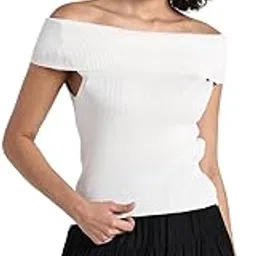 showoffff Women's White Fitted Sleeveless Top-CHN-98182_White-picture-13