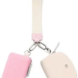 mum's memory Mini Zip Around Wristlet Wallet for Women Dual Pouch Wristlet Portable keychain wallet Coin Purse Mini Women Coin Pocket, Pink+White, Bb009-picture-29