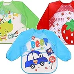DOMENICO Waterproof Colorful Children Bib Cute Cartoon Animals Baby Bibs Full Sleeve Children Apron Long Sleeve Feeding Bibs-picture-21