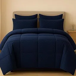 DREAMLOOMS Swiss Jacquard Royal Blue Double Bed Comforter 90x100 Inch |Ultra-Soft | Lightweight, Cozy & Breathable AC Blanket | Filled with Pure Microfiber | All-Season Premium Comforter 200 GSM-picture-21
