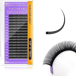 NAGARAKU Eyelash Extensions Individual Lashes 0.07mm D curl 10mm Classic Matte Black Soft Natural Professional 16 rows Beauty Salon Supplies-picture-44