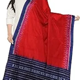 pritisree Women's Solid Sambalpuri Cotton Dupatta with weaving and Ikat woven border from the Weavers of Odisha Temple Border & Ikkat Ladies Girls & Women -115-picture-51
