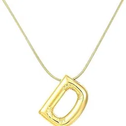 vien Bubble Letter Necklace for Women Chunky Balloon Letter Gold Initial Necklaces Gold-plated Plated Stainless Steel Necklace(D)-picture-22