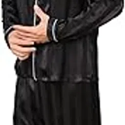shuigod Mens Silk Satin Pajamas Set Long Sleeve Top and Long Silky Nightwear Button-Down Pj Sets Sleepwear-picture-53