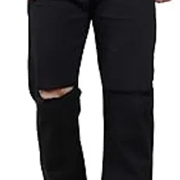 comfits Black Distressed Loose Fit Jeans, Knee Cut Design, Baggy Style-picture-22