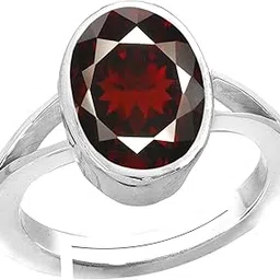 Gomed Ring 19.25 Carat Silver Plated Natural and Certified Hessonite Garnet (Gomed) Astrological Gemstone Adjustable for Men and Women-image-95