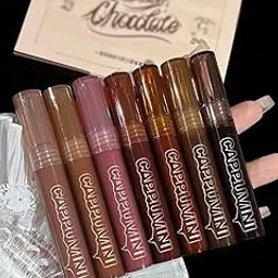 Cappuvini Chocolate Lip Gloss | Nude Dream Lipstick Collection | Lip Moisturizer and Color in One Product Nude Dream Shades from Light Pink to Dark Brown | Perfect for Korean Style Makeup Looks | Lightweight Texture Liquid Lipstick | Long-Lasting Lip Glaze for Women (04# Black Tea, 3g)-picture-39