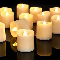 Homemory 24Pack Flameless LED Votive Candles, Long Lasting Battery Operated Tea Ligh, Electric Fake Candles in Warm White for Wedding, Seasonal, Home Decor (Ivory Base, Batteries Included)-image-49