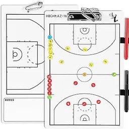 Magnetic Basketball Coaches Clipboard, White Double-Sided Dry Erase Coach Board, Tactics Whiteboard with Color Magnetic Sticker and 2 Marker for Coaches Gift-picture-16