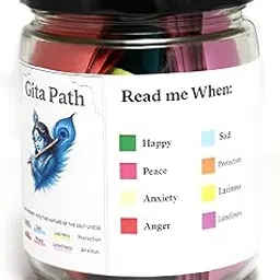 CASADELIGHT 64 Bhagavad Gita Shlok Jar – Daily Krishna Quotes in Hindi & English – Color-Coded for Emotions – Spiritual, Motivational & Mental Wellness Gift (1, ENGLISH)-picture-51