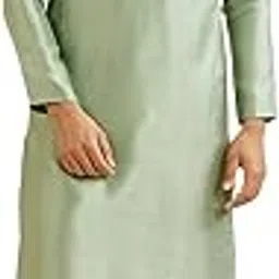 manyavar Men's Art Silk Embroidered Kurta Churidar Set (2pcs)-picture-11