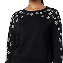 max Polyester Women Embellished Drop Shoulder Round Neck Sweatshirt-picture-21