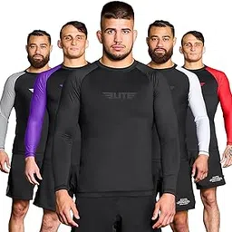 elite sports Jiu Jitsu BJJ Rash Guard Men’s Bjj No GI MMA Ranked Full Sleeve Compression Rash Guards-picture-25