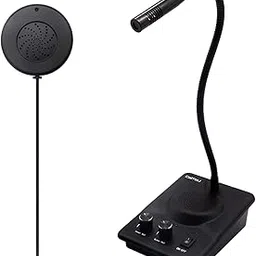 CallToU Window Speaker Intercom System Dual-Way Anti-Interference Glass Window Microphone and Speaker for Bank Hospital Office Store Bus Station Ticket Booth Window Counter Intercom Black-picture-15