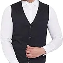 Black Cotton Men's Waistcoat(HYPM03155)-image-35