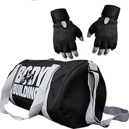 cp bigbasket Combo Set Polyester 40 Ltrs Black Sport Gym Duffle Bag, Netted Gym & Fitness Gloves (Black)-picture-21