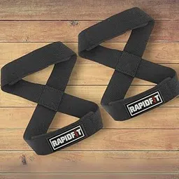 RAPIDFIT™ -Professional Heavy Cotton Weight Lifting Straps - Non-Slip Wrist Supporter with Padded Cuff for Gym Workout Deadlift Powerlifting and Fitness Strength Training,Thickness 3mm Above (Figure 8, Cotton, Anti-Skid) Black-image-92