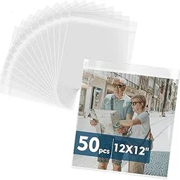 Mat Board Center, 50 Pack 12 11/16" x 12 3/8" Acid-Free Crystal Clear Sleeves Storage Bags for 12x12 Art Prints/Pictures/Photos/Framing Mat Mattes-picture-51