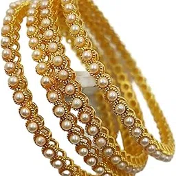 mehak curators Traditional Gold Plated Antique Pearl Bangles for Women and Girls set of 4-picture-49
