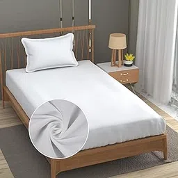 FRESH FROM LOOM Microfiber Solid Plain 240 TC Single Size Bedsheet Set -, Anti Fade, Includes 1 Pillow Covers (Size- 60x90 inch | White| Solid)-image-35