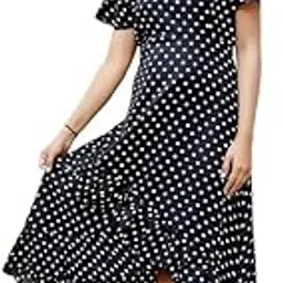 Womens' Boho Polka Dot Printed Crepe Maxi Dress_249-picture-18
