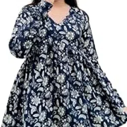 Women's Rayon Floral Print Tunic Top | Black and White V-Neck Tunic with 3/4 Sleeves | Flared Hem Casual Loose Fit Rayon Top for Spring and Summer-picture-41