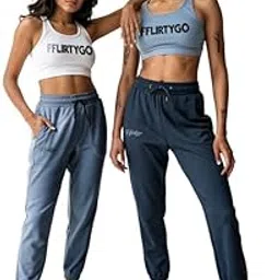 fflirtygo Cotton Solid Joggers/Track Pant/Solid Pajama/Leggings for Women Combo Pack of 2Pcs, Navy Blue and Light Blue-picture-59