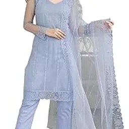 bollyclues Women's Net Embroidered Readymade Salwar Suit Set-picture-35