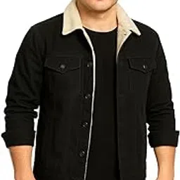 athrz Men Woolen Fur Winter Full Sleeve Denim Jacket-picture-11