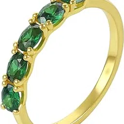 Studio 925 Sterling Silver Ring | KiraKira Stackable Rings with 14kt Gold Plating & Cubic Zirconia | Hypoallergenic & Anti-Tarnish Shine | Jewellery Gift for Her & Women-image-96