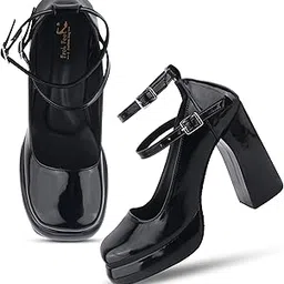 FROH FEET Mary Jane Shoes Women Chunky Block Heels Mary Janes Dress Shoes for Women Close Cap Toe 5 Inch Women's Pumps Shoes with Buckle Double Strap Comfy Pumps for Office Party Casual Wedding-picture-54