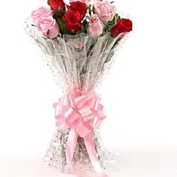 Floral Fantasy® Valentines Day Gift | Fresh Flower Bouquet (Bunch Of 10 Red & Pink Roses)-image-7