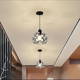 I-SERA Modern Black Crystal Pendant Light – Hanging Ceiling Lamp for Living Room, Bedroom, Hallway, Pooja Room – Supports E27 Bulb-picture-14