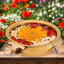 Brass Decorative Bowl Embosed Flower Design Urli for Flowers and Candles Floating Bowl Home Decor Center Showpiece. 4.25 Inch-image-85