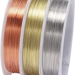 ProKart 30 Meters - 24 Gauge Copper, Silver and Brass Wire (10 Meters Each) for Beading Wire, Craft Work, Flower Making, H-picture-33