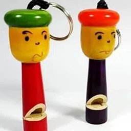 neotea Wooden Handcrafted Doll Whistles Key Chain | Unique Car & Bike Accessories for Men, Women, Boys, Girls & Kids | Fun & Functional Keyring | Pack of 2 | Colors May Vary-picture-26