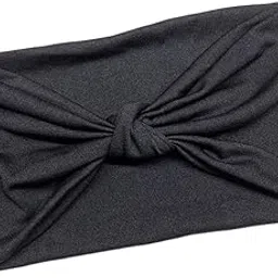 jazzy pearls Women's Wide Head Wrap Elastic Headband for Sports, Running, Yoga Black image 1