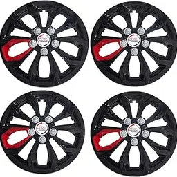 Auto Pearl Vision Black 13" inch | Set of 4 Pcs | Press Type Hubcap Wheel Cover Replacements for OEM Steel Wheels ABS with Retention Ring Compatible for Esteem-picture-11