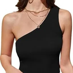 Women's Summer Casual Fashion Solid Color One Shoulder Sleeveless Tube Top Sports Yoga Fitness Cropped Top for Girls & Womens Pack of 1.-picture-19
