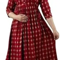 fashion4word Women's Printed Viscose Rayon Anarkali Kurta, Floral Printed Anarkali Maternity Feeding Gown Kurti-picture-44