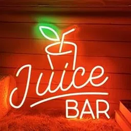 SG Startup Factory LED Neon Sign Juice Bar with Drink Design 16x18 inch, White and Green Light, Wall Mounted-picture-35