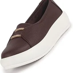 fausto Women Dual Lace Detail with Textured Slip-On Platform Loafers | Height Enhancer Chic Casual Shoes | Everyday Comfort with Memory Cusion Insole-picture-36