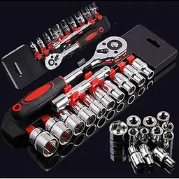 Dumdaar 12 in 1 Heavy Duty Socket Set 1/2 Chrome Vanadium Steel Hex 12pc Socket set Goti Set and Ratchet Spanner Tool kit-image-1