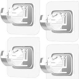 HETVIN Self-Adhesive Curtain Rod Brackets – No Drill Curtain Rod Holder Hooks for Wall or Window Frame – Durable, Transparent Plastic Rod Clips - Set of 4-picture-20