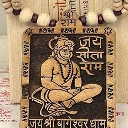 Krittika Spiritual Handcrafted Wooden Shree Bageshwar Balaji Dham Hanuman Ji Locket with Ram Carving | Sacred Tulsi Beads Mala for Spirituality, Prayer, and Devotion (Big)-image-83