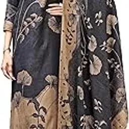 Spun Wool Digital Printed Pashmina Salwar suit for Women with Shawl for Winter wear (20SAFIN1001_Dress material for Women_Dark Grey_Unstitched)-image-7